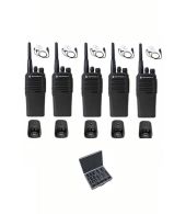 Set van 5 Motorola DP1400 UHF Analoog IP54 5Watt met tafellader koffer en Beveiligingoortje