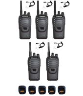 Set van 5 Wouxun KG-969 UHF IP65 10Watt Portofoons met tafellader en beveiliging oortje