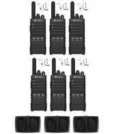 Set van 6 Cobra PX650 UHF PMR446 portofoons met beveiliging oortje