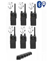 Set van 6 Hytera HP605G DMR UHF IP67 5W GPS, Bluetooth multilader en beveiligingoortje
