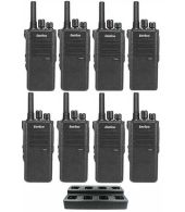 Set van 8 Inrico T522A IP66 4G LTE POC Zello Portofoon K1 2-Pins met multilader