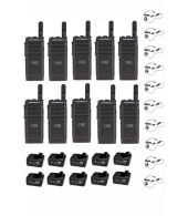 Set van 10 Motorola SL1600 DMR UHF IP54 3Watt met tafellader en C-ring oortje